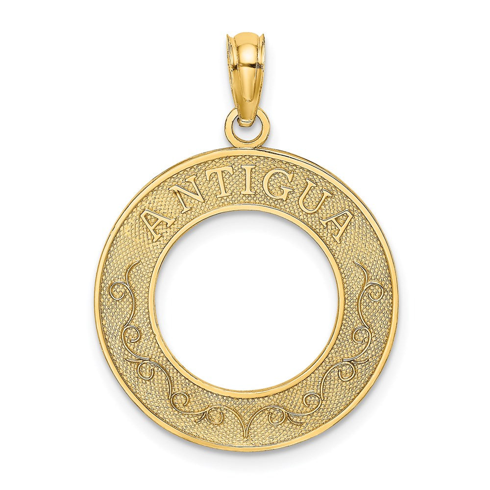Million Charms 14K Yellow Gold Themed Antigua On Round Frame Charm