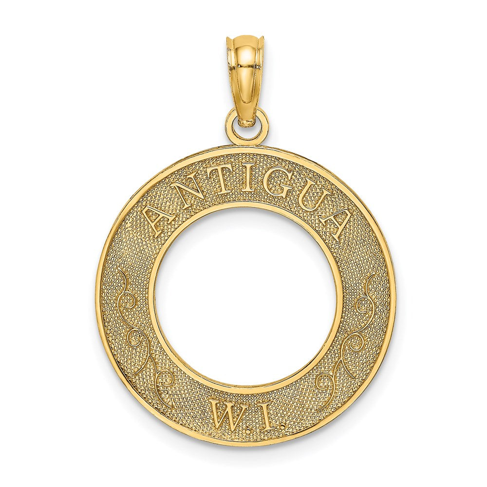 Million Charms 14K Yellow Gold Themed Antigua, W.I. On Round Frame Charm