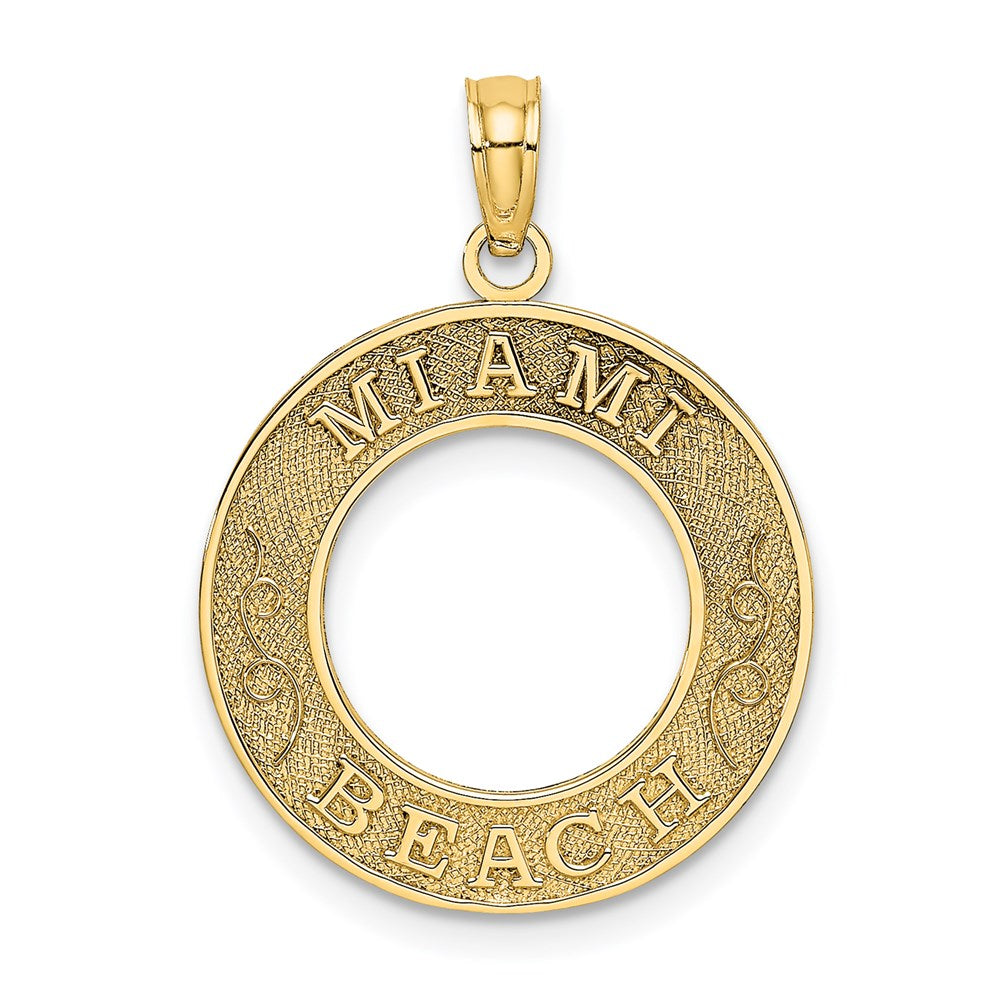 Million Charms 14K Yellow Gold Themed Miami Beach On Round Frame Charm