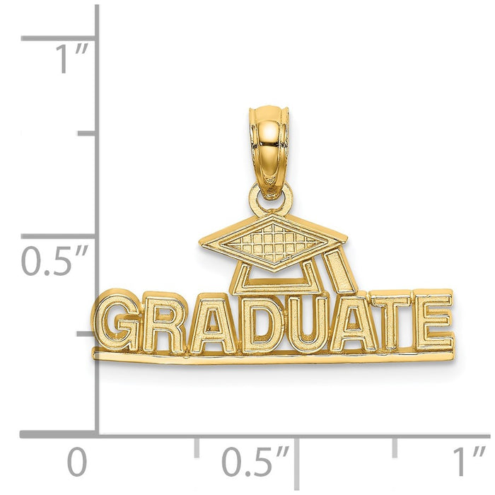 Million Charms 14K Yellow Gold Themed Polished Graduate Under Cap Charm