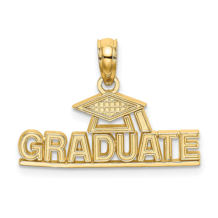 Million Charms 14K Yellow Gold Themed Polished Graduate Under Cap Charm