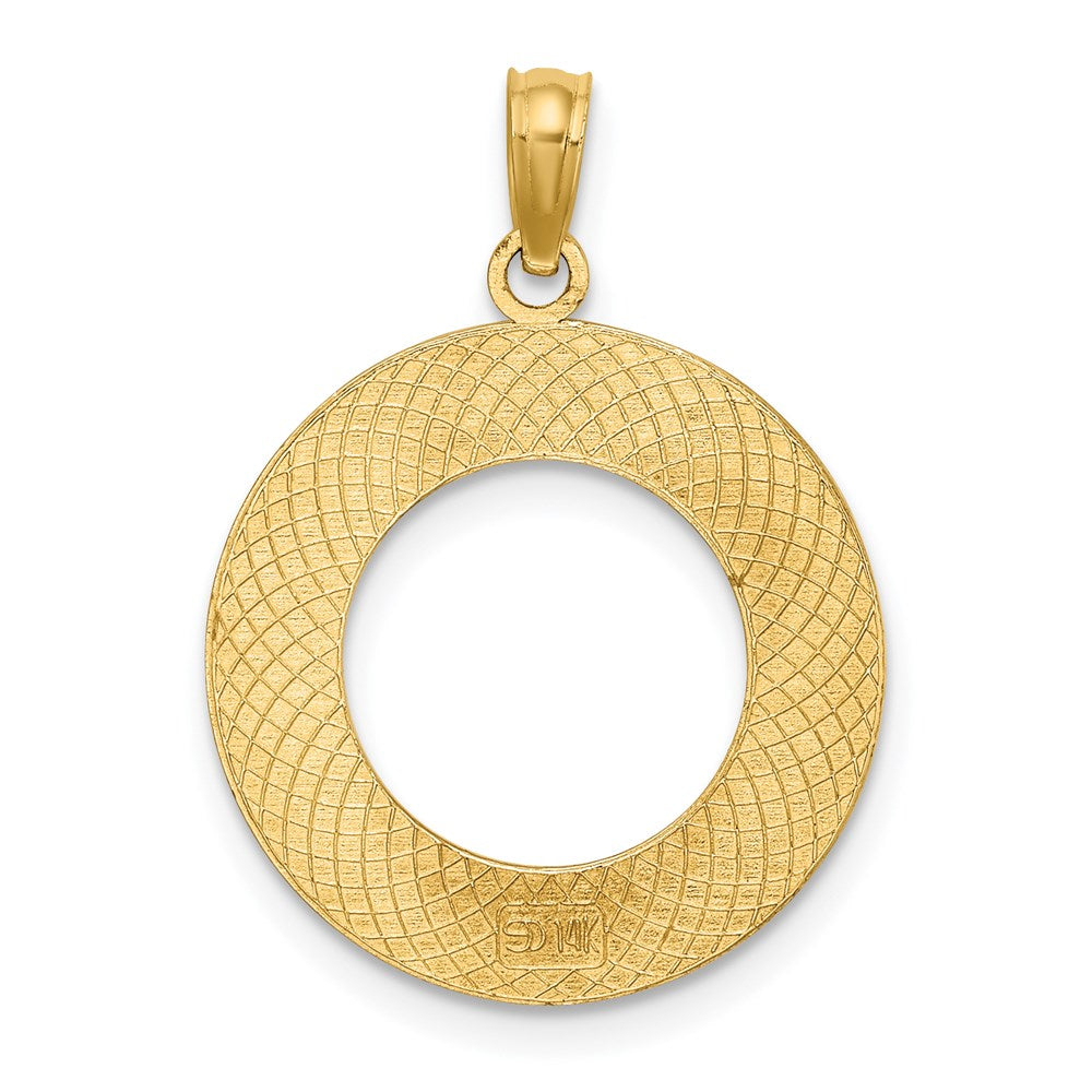 Million Charms 14K Yellow Gold Themed South Beach On Round Frame Charm