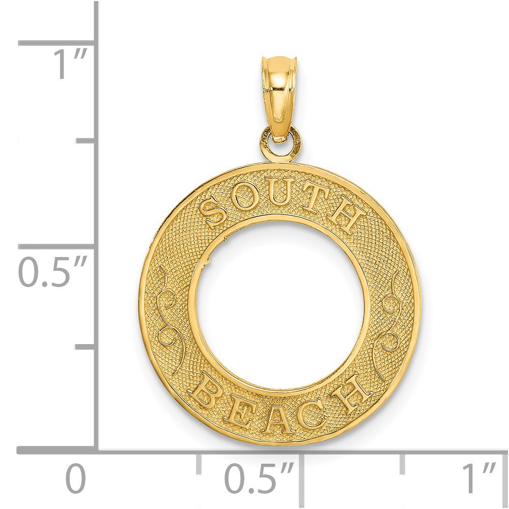 Million Charms 14K Yellow Gold Themed South Beach On Round Frame Charm
