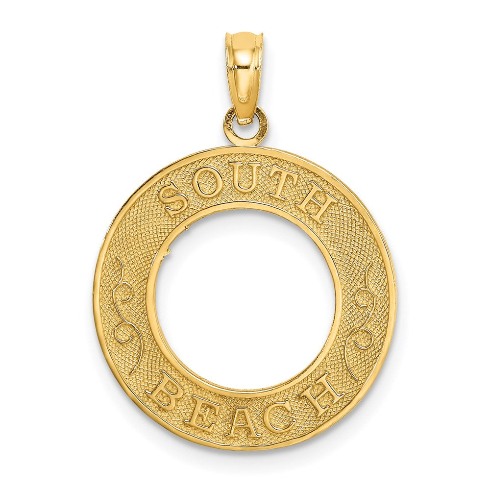Million Charms 14K Yellow Gold Themed South Beach On Round Frame Charm