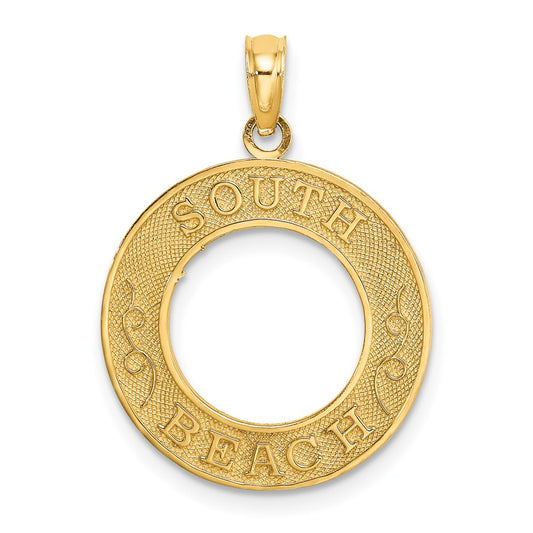 Million Charms 14K Yellow Gold Themed South Beach On Round Frame Charm