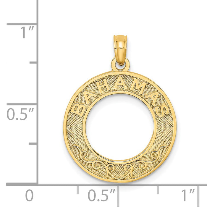 Million Charms 14K Yellow Gold Themed Bahamas On Round Frame Charm