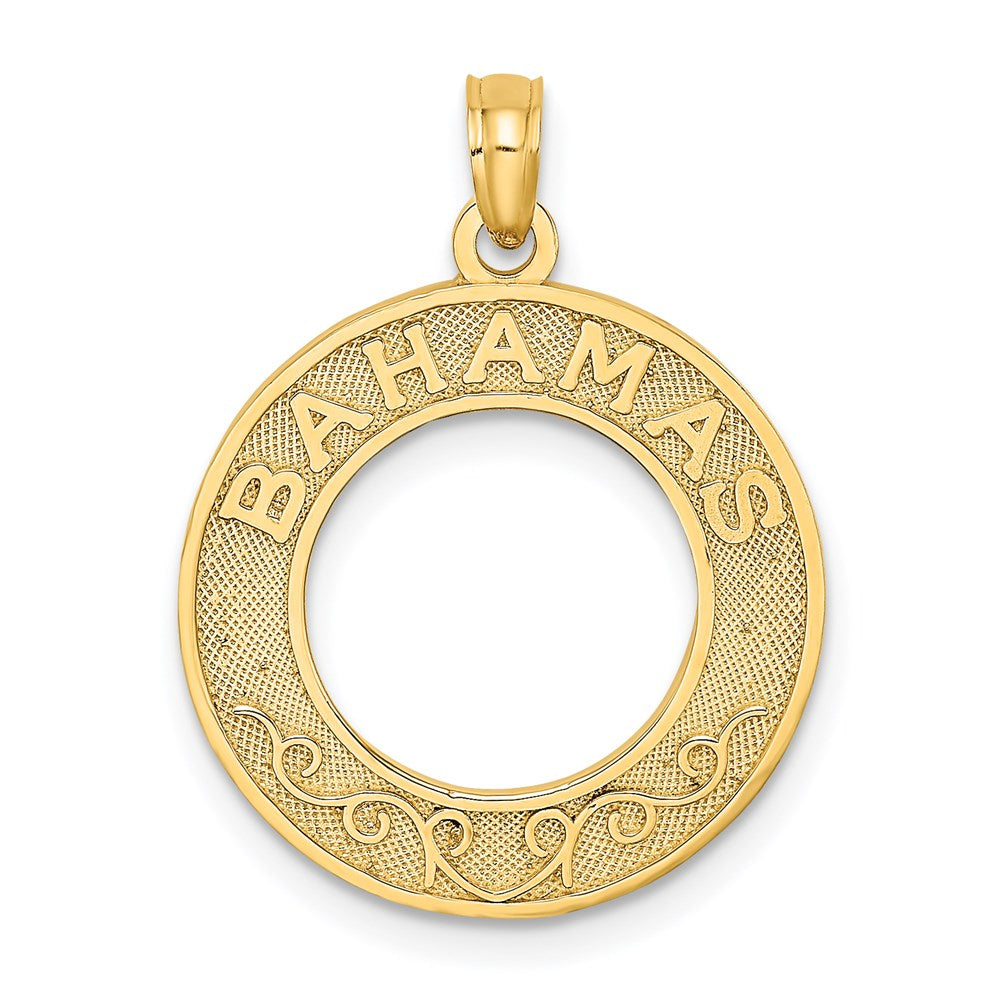 Million Charms 14K Yellow Gold Themed Bahamas On Round Frame Charm