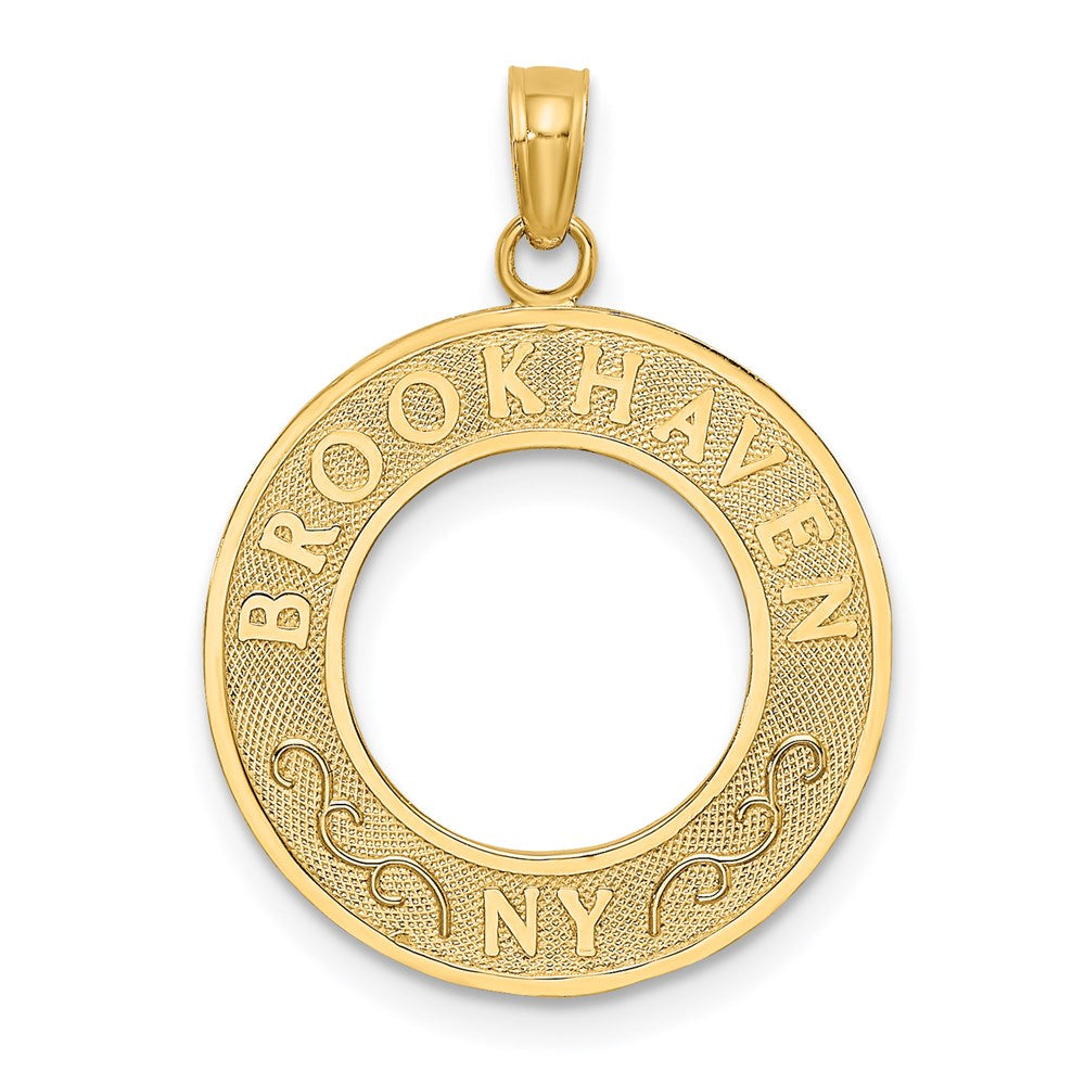 Million Charms 14K Yellow Gold Themed Brookhaven,Ny On Round Frame Charm