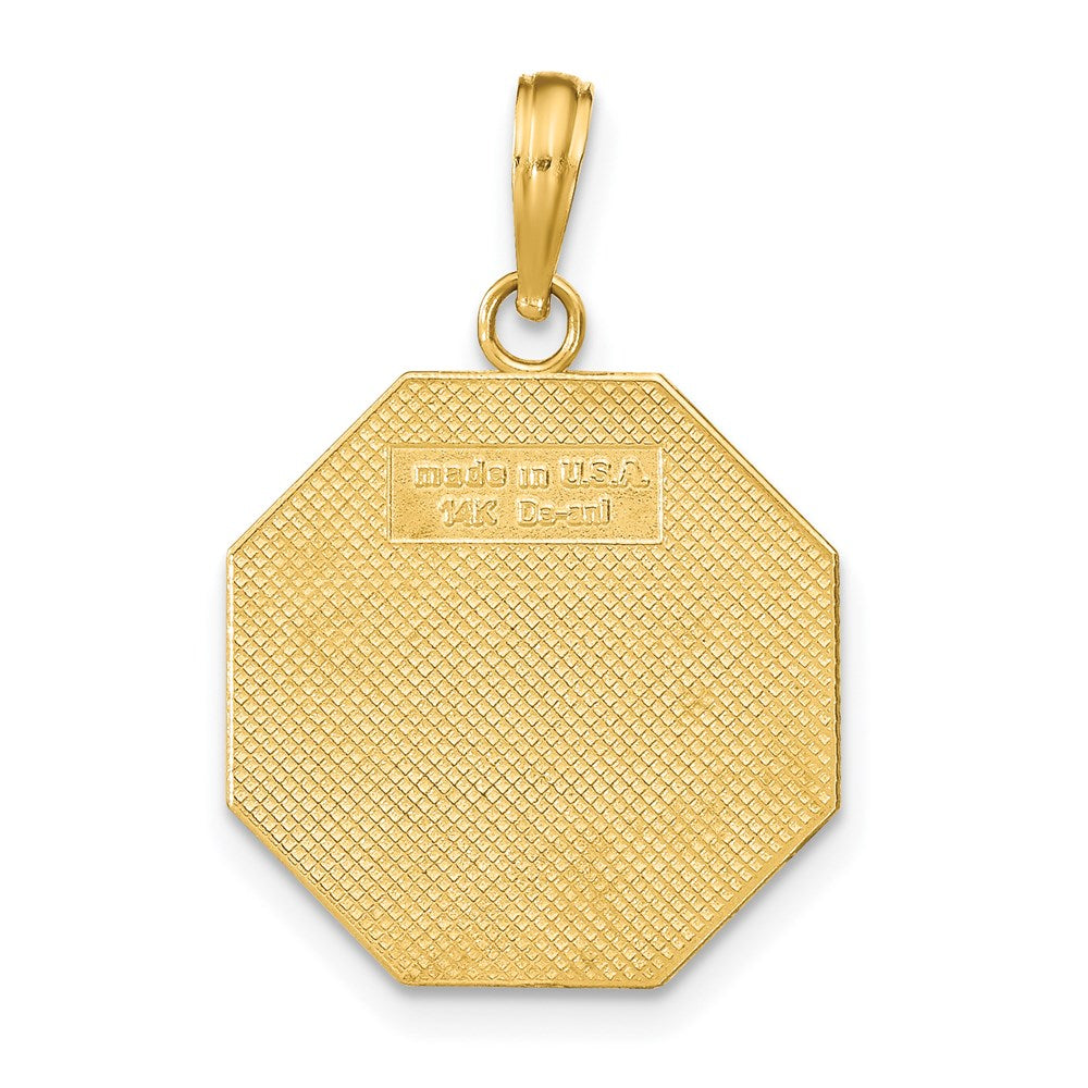Million Charms 14K Yellow Gold Themed I'Ll Never Stop Loving You On Octagon Plaque Charm