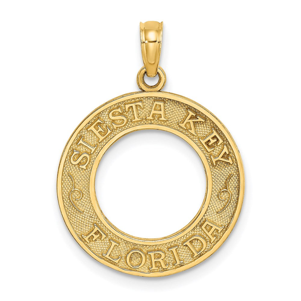Million Charms 14K Yellow Gold Themed Siesta Key, Fl On Round Frame Charm