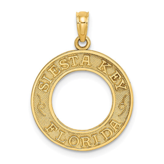 Million Charms 14K Yellow Gold Themed Siesta Key, Fl On Round Frame Charm