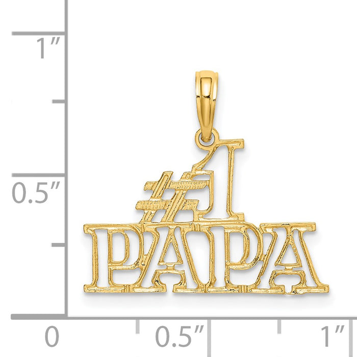 Million Charms 14K Yellow Gold Themed #1 Papa Cut-Out Charm