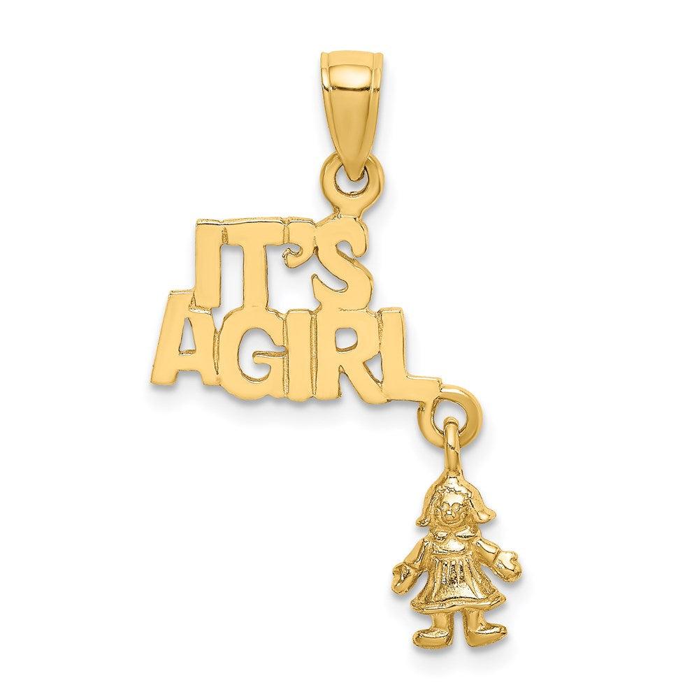 Million Charms 14K Yellow Gold Themed Moveable It'S A Girl With Doll