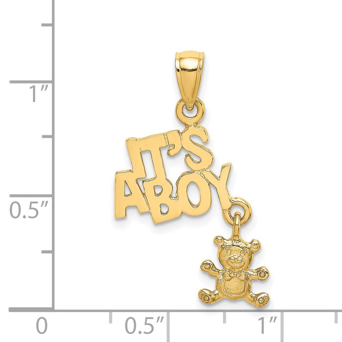 Million Charms 14K Yellow Gold Themed Moveable It'S A Boy With Teddy Bear Charm