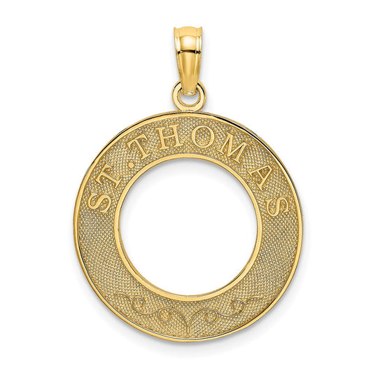 Million Charms 14K Yellow Gold Themed Religious Saint Thomas On Round Frame Charm
