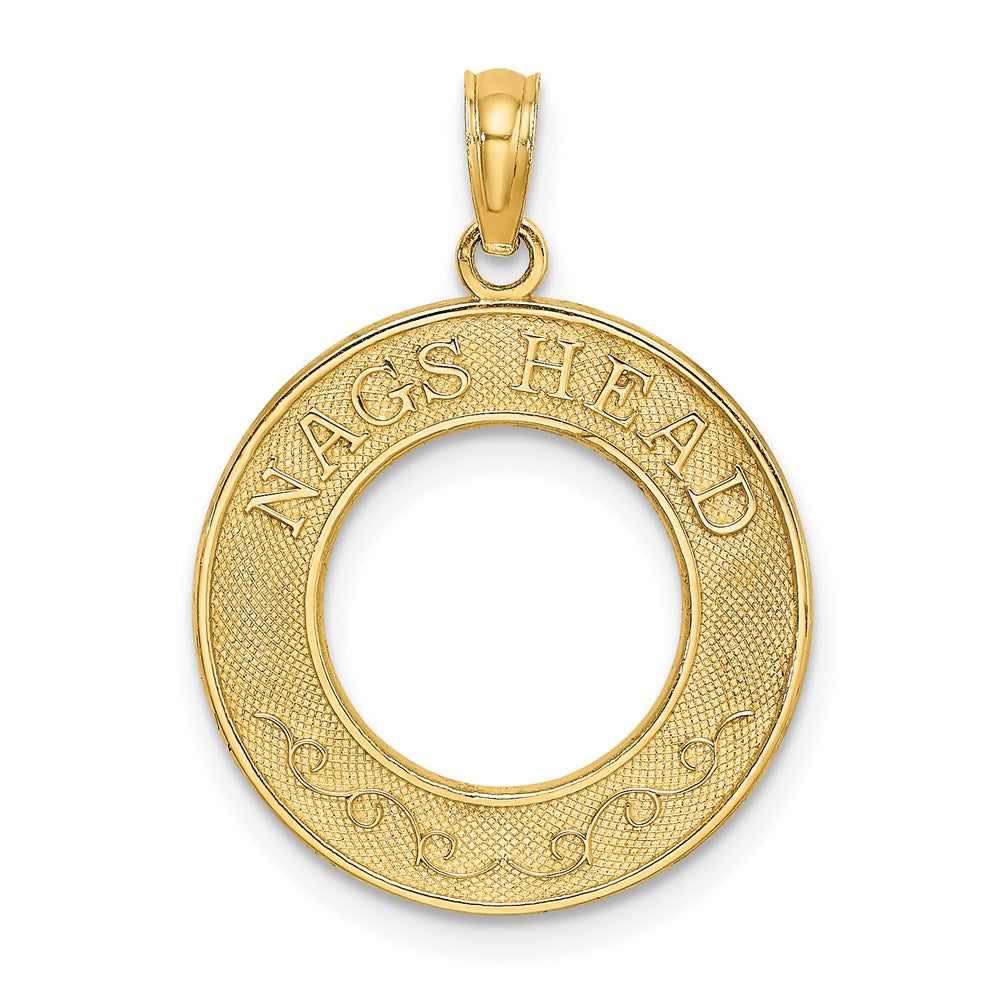 Million Charms 14K Yellow Gold Themed Nags Head On Round Frame Charm