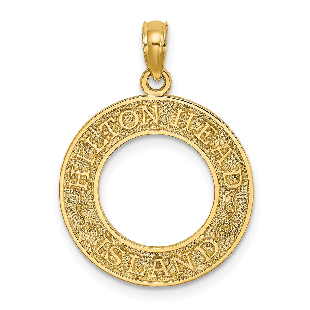 Million Charms 14K Yellow Gold Themed Hilton Head Island On Round Frame Charm