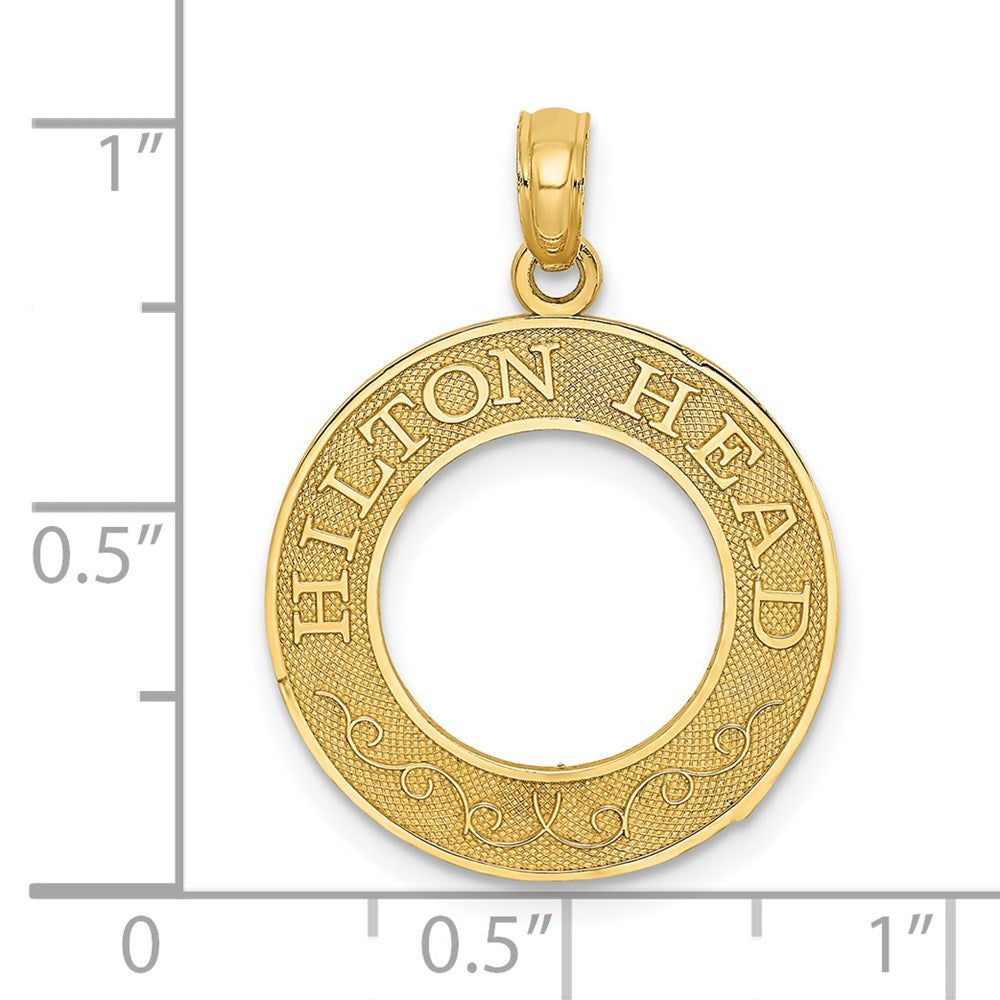 Million Charms 14K Yellow Gold Themed Hilton Head On Round Frame Charm