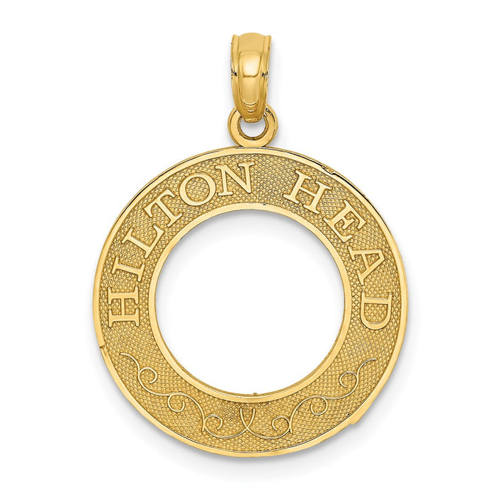 Million Charms 14K Yellow Gold Themed Hilton Head On Round Frame Charm