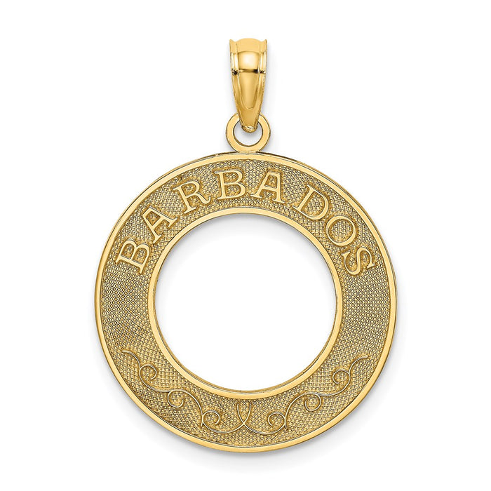 Million Charms 14K Yellow Gold Themed Barbados On Round Frame Charm