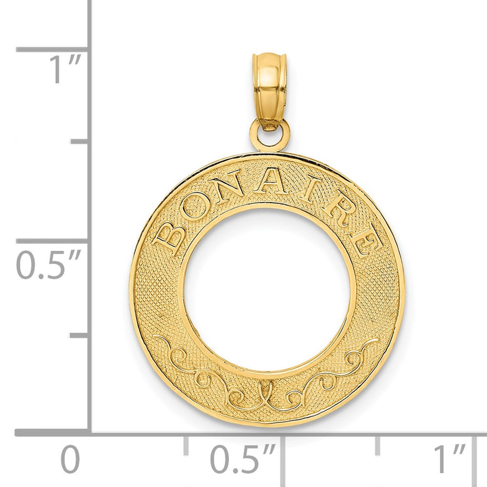 Million Charms 14K Yellow Gold Themed Bonaire On Round Frame Charm