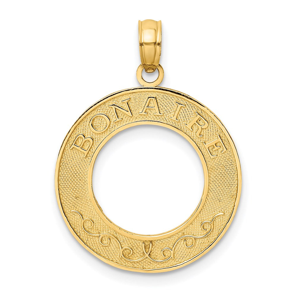 Million Charms 14K Yellow Gold Themed Bonaire On Round Frame Charm