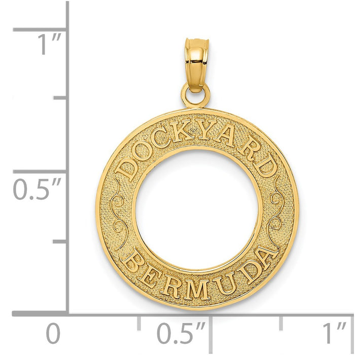 Million Charms 14K Yellow Gold Themed Dockyard Bermuda On Round Frame Charm