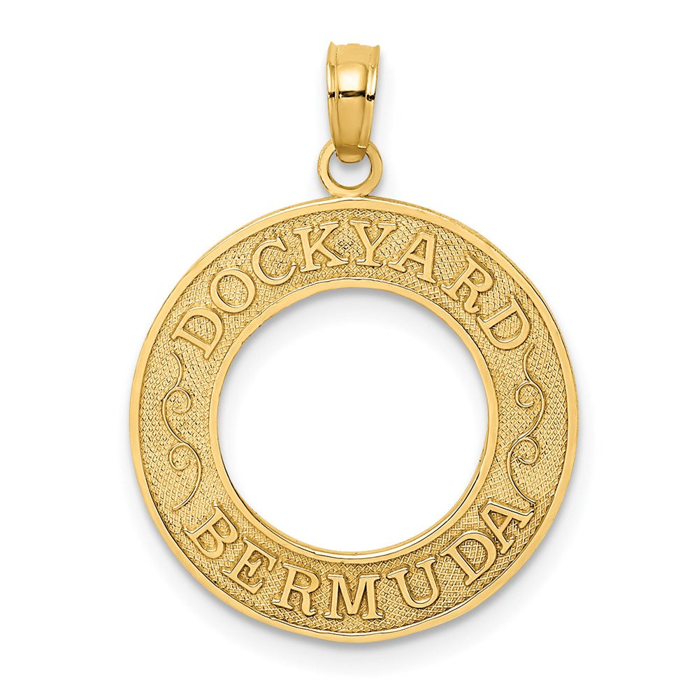 Million Charms 14K Yellow Gold Themed Dockyard Bermuda On Round Frame Charm
