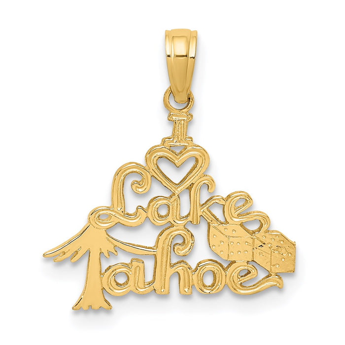 Million Charms 14K Yellow Gold Themed Polished & Engraved I Heart Lake Tahoe Charm