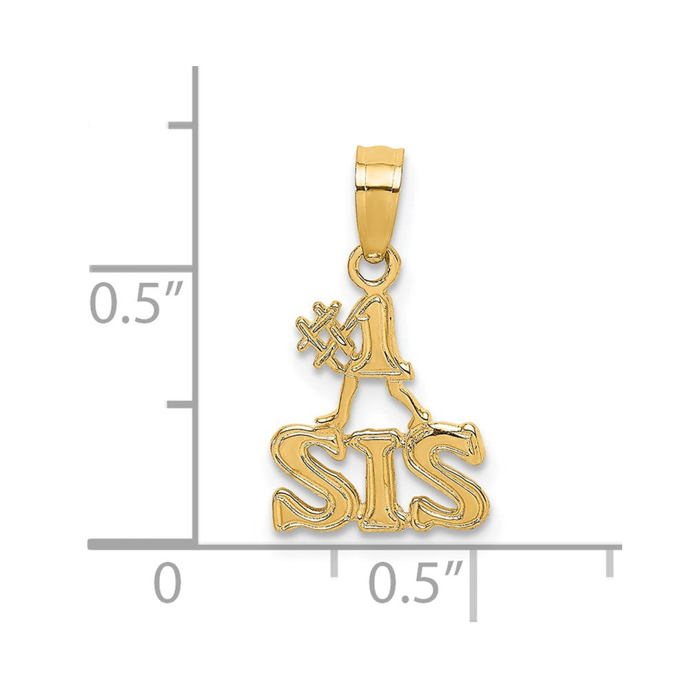 Million Charms 14K Yellow Gold Themed Polished #1 Sis Charm