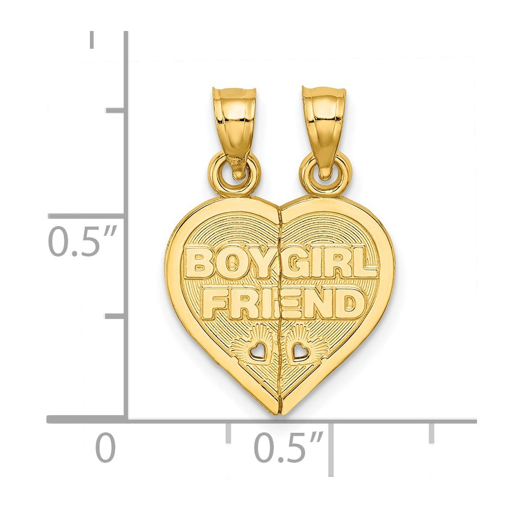 Million Charms 14K Yellow Gold Themed Boy/Girl Friend Breakable Heart Charm