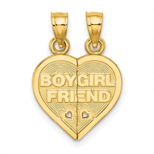 Million Charms 14K Yellow Gold Themed Boy/Girl Friend Breakable Heart Charm