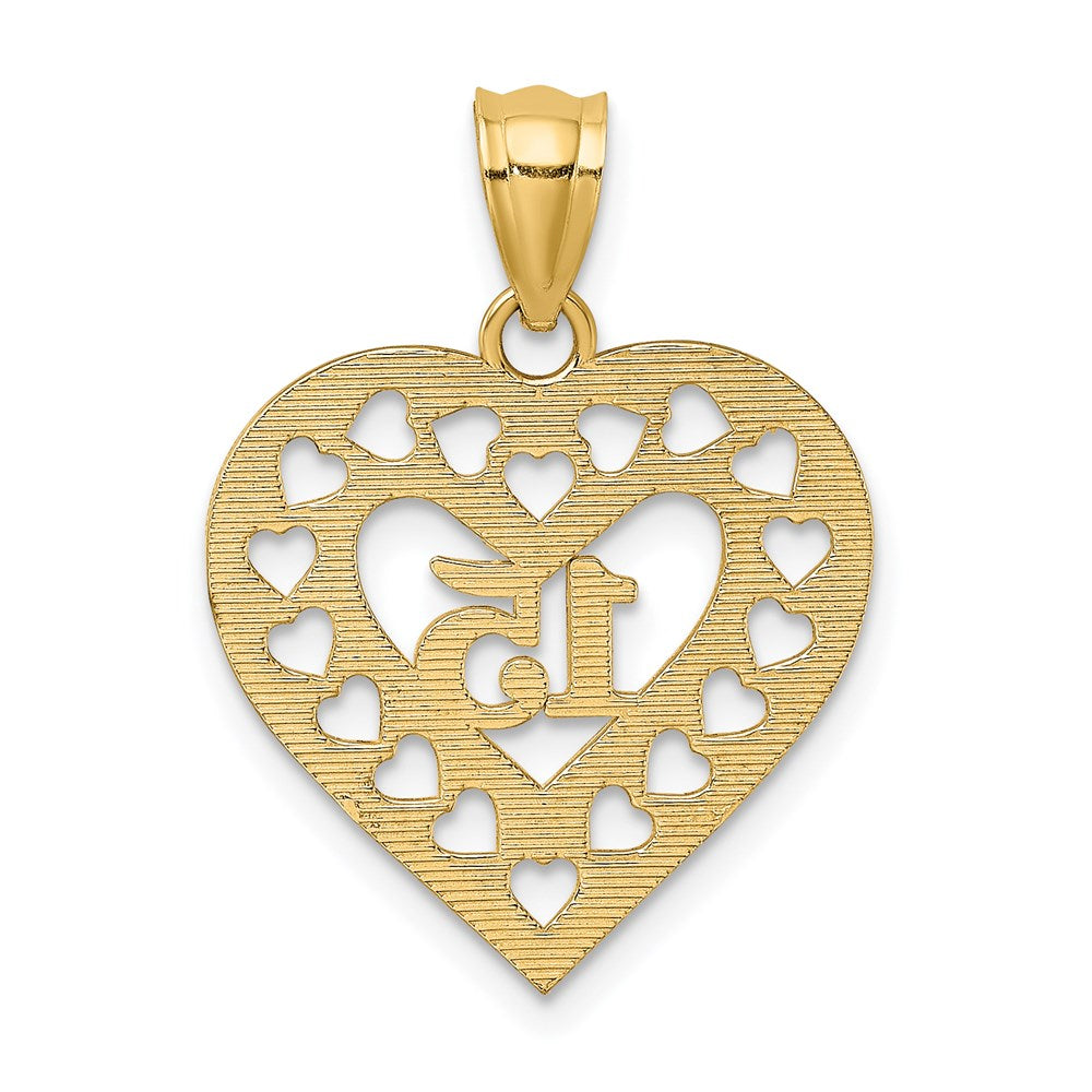 Million Charms 14K Yellow Gold Themed 15 In Cut-Out Heart Charm