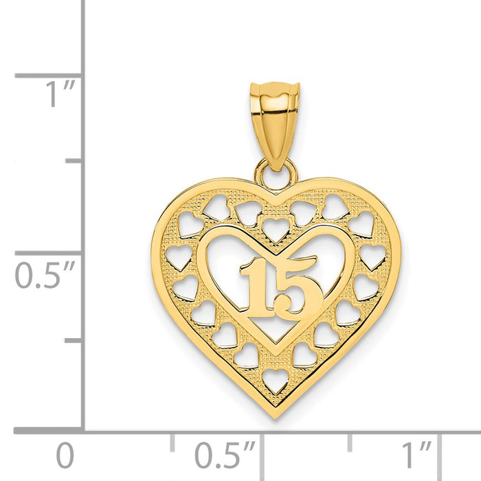 Million Charms 14K Yellow Gold Themed 15 In Cut-Out Heart Charm