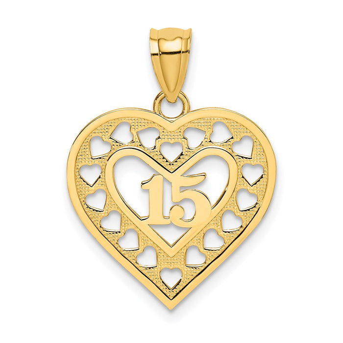 Million Charms 14K Yellow Gold Themed 15 In Cut-Out Heart Charm