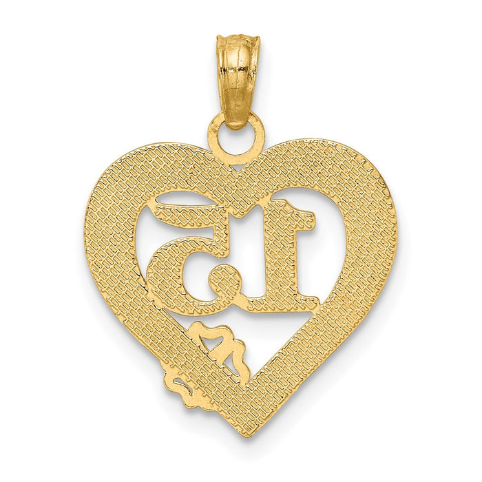 Million Charms 14K Yellow Gold Themed Quince Anos 15 In Heart Charm
