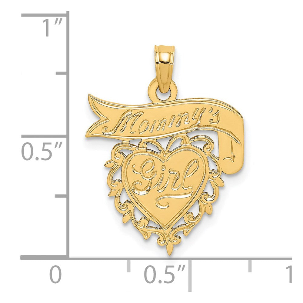 Million Charms 14K Yellow Gold Themed Mommy'S Girl In Heart With Banner Charm