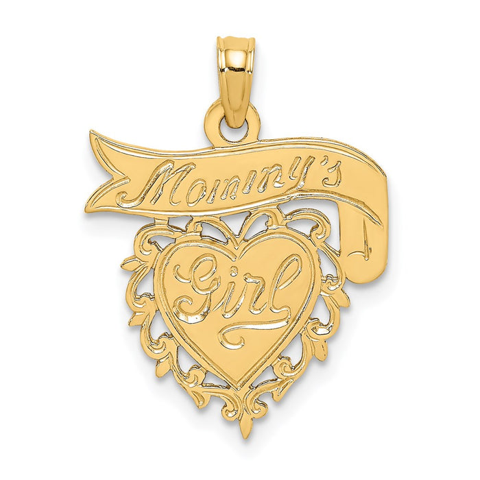 Million Charms 14K Yellow Gold Themed Mommy'S Girl In Heart With Banner Charm