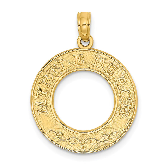 Million Charms 14K Yellow Gold Themed Myrtle Beach On Round Frame Charm