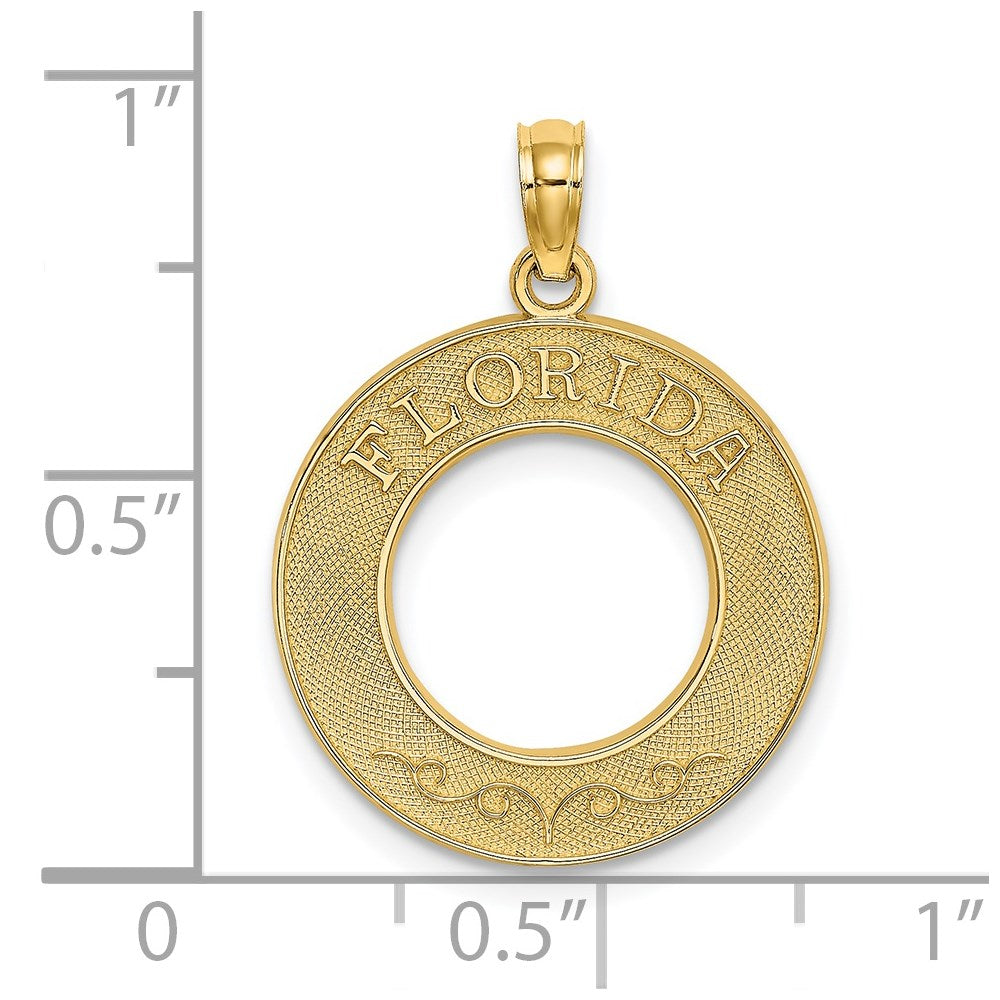Million Charms 14K Yellow Gold Themed Florida On Round Fame Charm