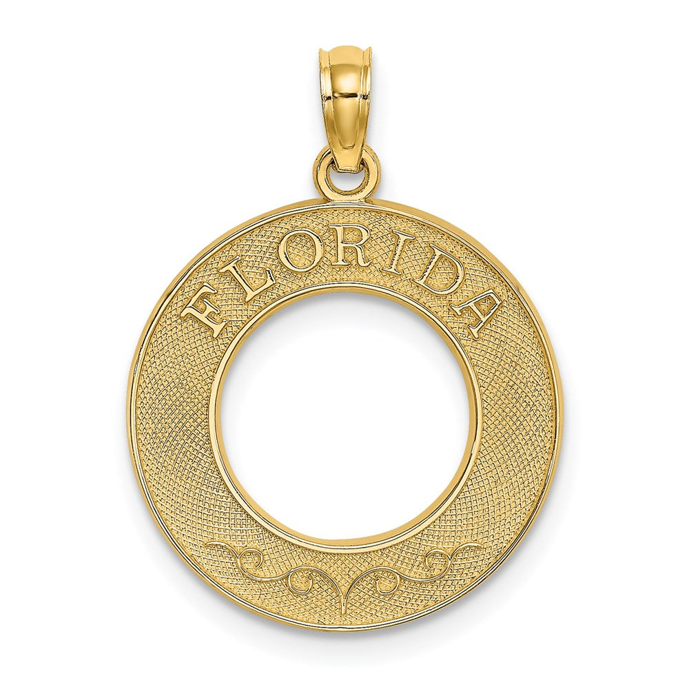 Million Charms 14K Yellow Gold Themed Florida On Round Fame Charm
