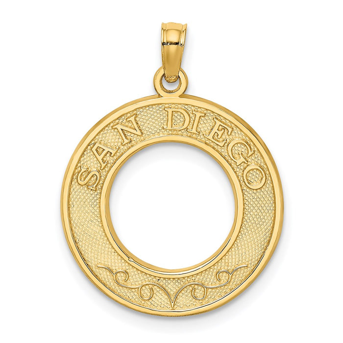 Million Charms 14K Yellow Gold Themed San Diego On Round Frame Charm