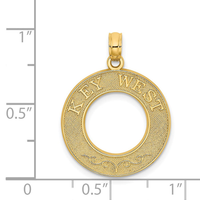 Million Charms 14K Yellow Gold Themed Key West On Round Frame Charm