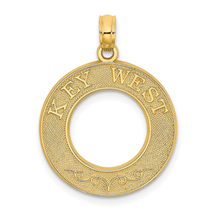 Million Charms 14K Yellow Gold Themed Key West On Round Frame Charm