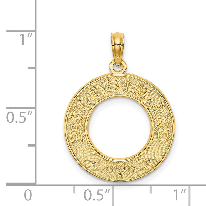 Million Charms 14K Yellow Gold Themed Pawleys Island On Round Frame