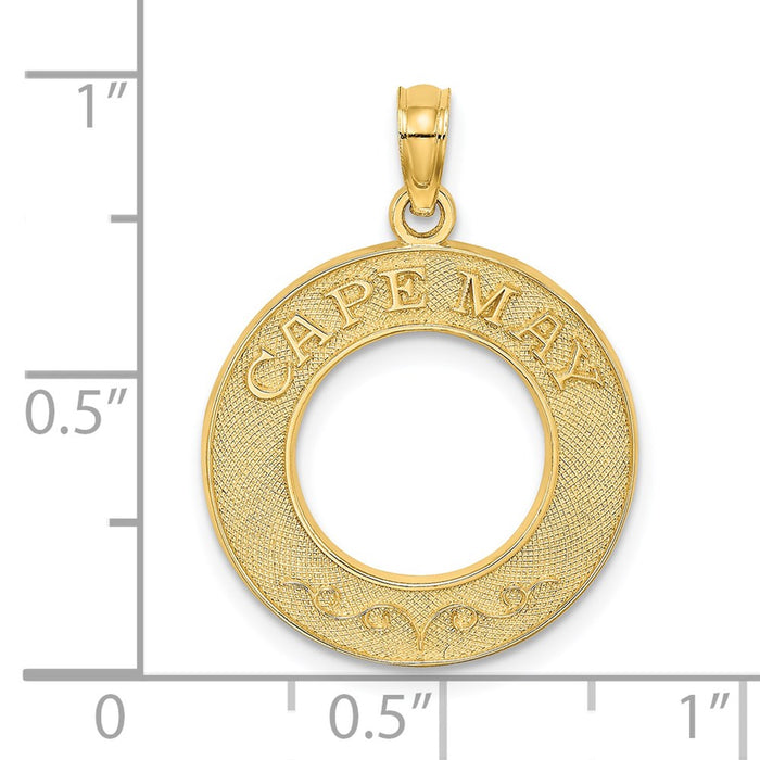 Million Charms 14K Yellow Gold Themed Cape May On Round Frame Charm
