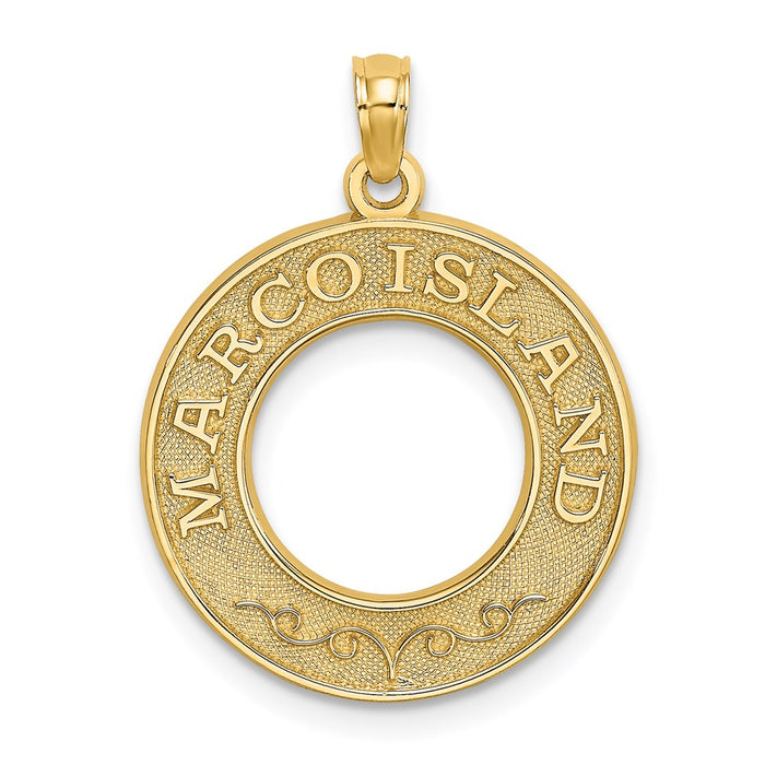 Million Charms 14K Yellow Gold Themed Marco Island On Round Frame Charm