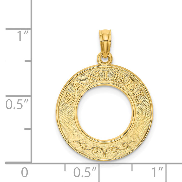 Million Charms 14K Yellow Gold Themed Sanibel On Round Frame Charm