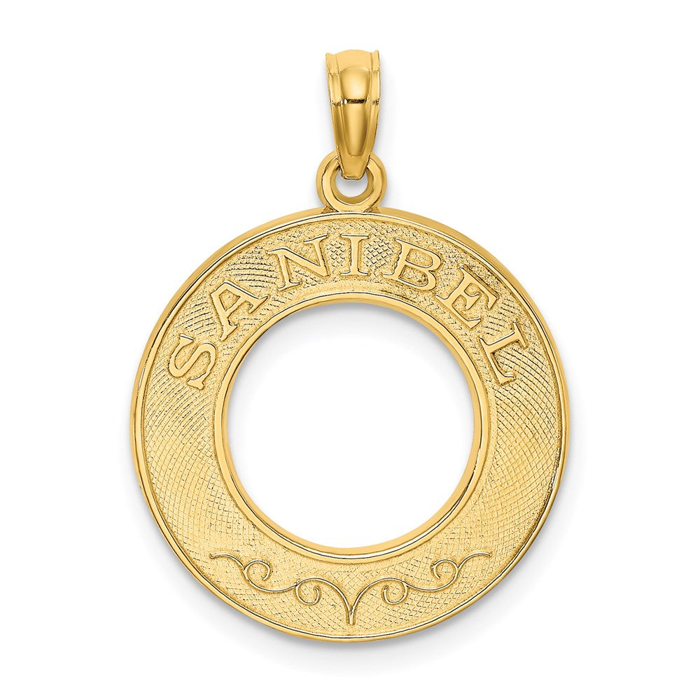 Million Charms 14K Yellow Gold Themed Sanibel On Round Frame Charm