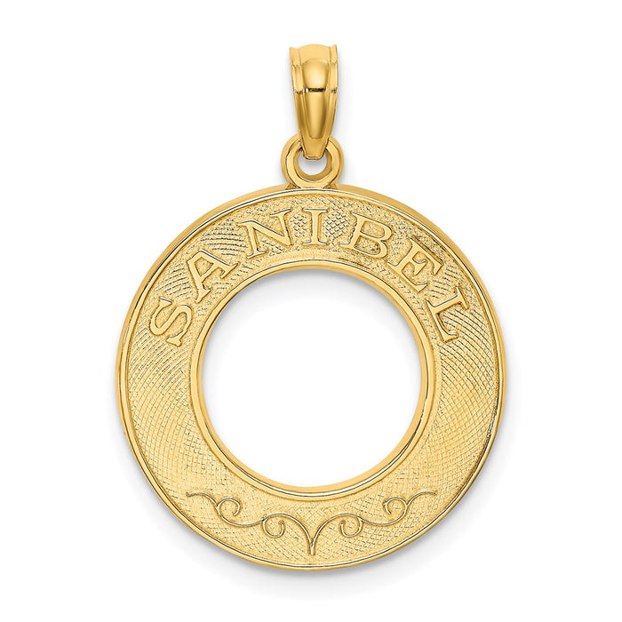 Million Charms 14K Yellow Gold Themed Sanibel On Round Frame Charm